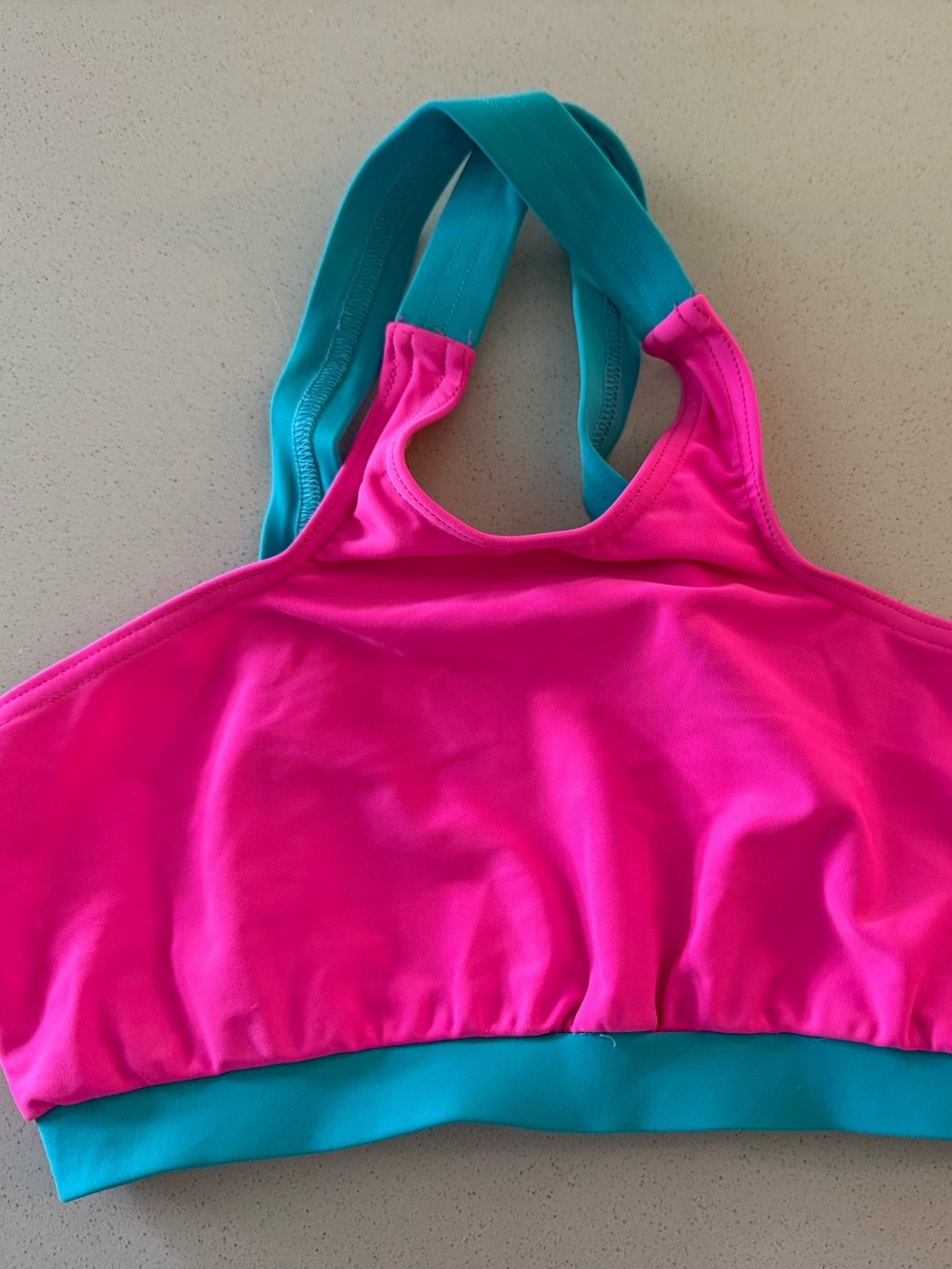 BP Bright Pink and Teal Sports Bra New/ Never Worn AM